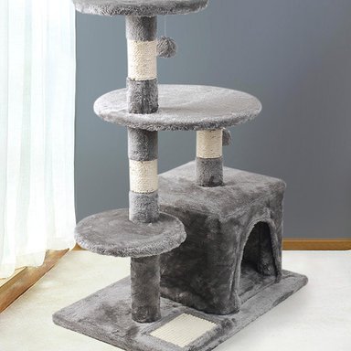 RASCADOR MADERA GATOS DE TODO Y MÁS 3 NIVELES + CASITA MA03 - 3