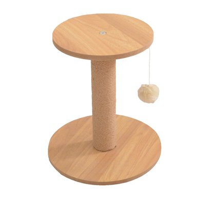 RASCADOR MADERA GATOS DE TODO Y MÁS GATO 1 NIVEL + POMPON MH04 - 1
