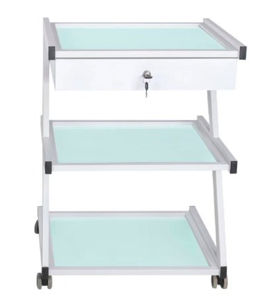 MESA AUXILIAR CENTRO ESTÉTICA 3 NIVELES CON CAJÓN - 1