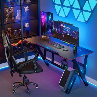 ESCRITORIO GAMER PROFESIONAL NEGRO/ROJO CHIC HOME - NEGRO - 5