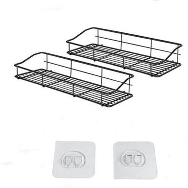 ORGANIZADOR DE DUCHA SET X2 REPISA BAÑO ADHESIVO INOXIDABLE COLOR NEGRO - 1