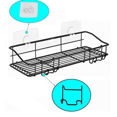 ORGANIZADOR DE DUCHA SET X2 REPISA BAÑO ADHESIVO INOXIDABLE COLOR NEGRO - 3