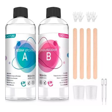 RESINA EPOXICA CRISTAL 1:1 1000ML +ACCESORIOS - 1