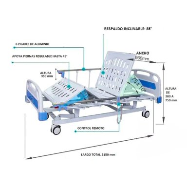 CATRE CLINICO ELE CTRICO 4 POSICIONES MODELO HOSPITALARIO - BLANCO - 3