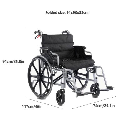 SILLA DE RUEDAS BARIATRICA 55 CM REFORZADA - NEGRO - 3