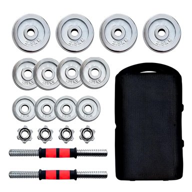 SET DE MANCUERNAS CROMADAS AJUSTABLES 20 KG MALETIN COLOR CROMADO BOOST FITNESS - 2
