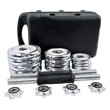 SET DE MANCUERNAS CROMADAS AJUSTABLES 20 KG MALETIN COLOR CROMADO BOOST FITNESS - 4