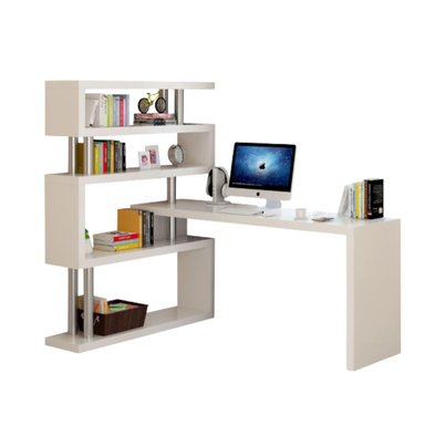 ESCRITORIO ESQUINERO 120X80X125CM CON ESTANTES CHIC HOME - 1