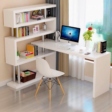 ESCRITORIO ESQUINERO 120X80X125CM CON ESTANTES CHIC HOME - 2
