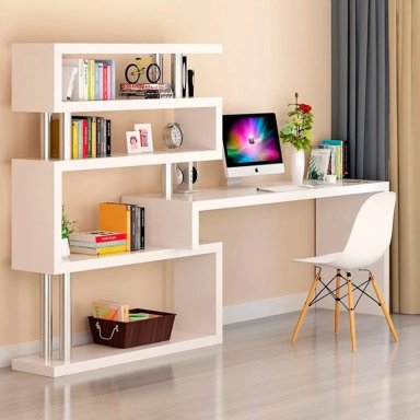ESCRITORIO ESQUINERO 120X80X125CM CON ESTANTES CHIC HOME - 3