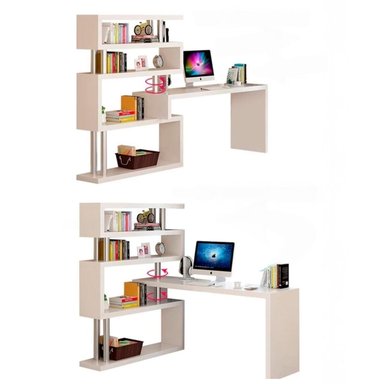 ESCRITORIO ESQUINERO 120X80X125CM CON ESTANTES CHIC HOME - 5