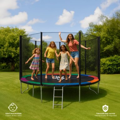 CAMA ELÁSTICA 12FT 3,66 MTS GLOWUP + MALLA Y ESCALERA - 3