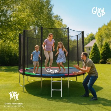 CAMA ELÁSTICA 12FT 3,66 MTS GLOWUP + MALLA Y ESCALERA - 4
