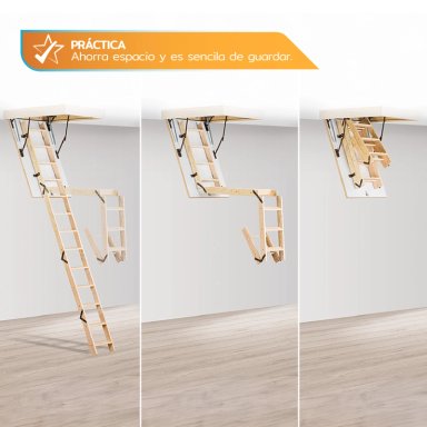 Escalera Ático de Madera Mansarda 70x120cm Homeclaf - 7