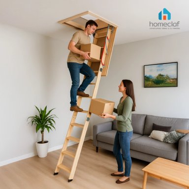 Escalera Ático de Madera Mansarda 70x120cm Homeclaf - 8