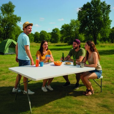 MESA PLEGABLE VINCENZI R1001 TIPO MALETA 1,80M BLANCA BLANCO - 9