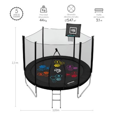 CAMA ELÁSTICA 10FT 3,05 MTS GLOWUP + MALLA Y ESCALERA EDICIÓN LTDA - 6