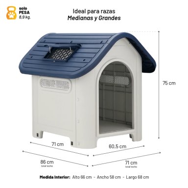 CASA PERROS GATOS PETWOOW 87X72X75 SKYLIGHT GRIS - 2