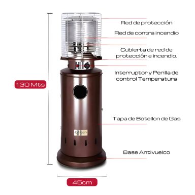 ESTUFA DE EXTERIOR A GAS DE 11KG COLOR BRONCE CON FUNDA BFRESH - 9