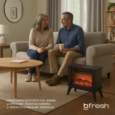 CHIMENEA ELÉCTRICA ESTUFA 1000W BFRESH NEGRA - 3