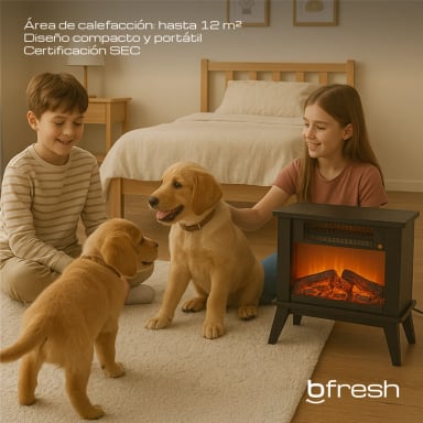 CHIMENEA ELÉCTRICA ESTUFA 1000W BFRESH NEGRA - 4