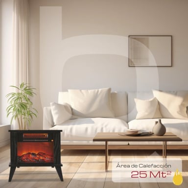 CHIMENEA ELÉCTRICA ESTUFA 1000W BFRESH NEGRA - 8