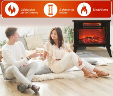 CHIMENEA ELÉCTRICA ESTUFA 1000W BFRESH NEGRA - 10