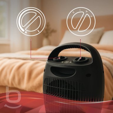 TERMOVENTILADOR ESTUFA CALEFACTOR ELÉCTRICO 1500W BFRESH NEGRA - 4