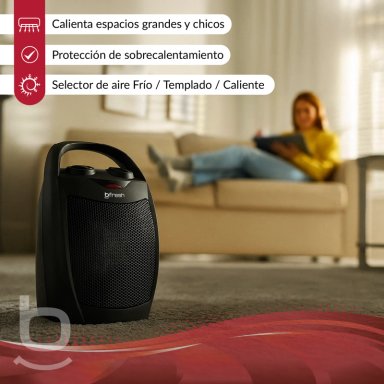 TERMOVENTILADOR ESTUFA CALEFACTOR ELÉCTRICO 1500W BFRESH NEGRA - 5