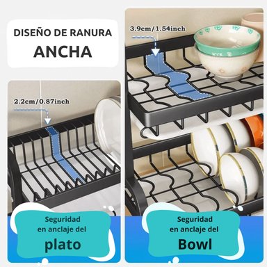 ESCURRIDOR PLATOS SECADOR LOZA INOXIDABLE 3 NIVELES - 8