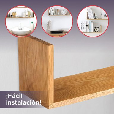 Pack 2 Repisas Flotantes Madera 60x15 cm Fijación Invisible - 4