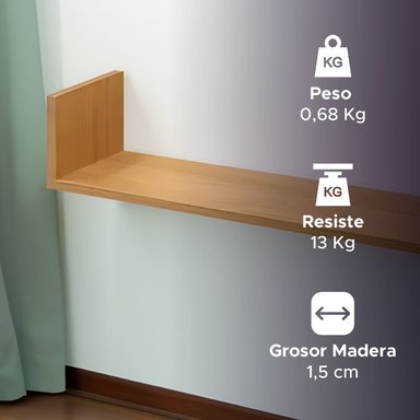 Pack 2 Repisas Flotantes Madera 60x15 cm Fijación Invisible - 5
