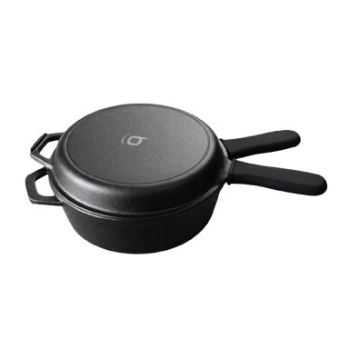 PACK DE 2 SARTENES ANTIADHERENTE HIERRO FUNDIDO CURADO ESMALTADO DE ALTA CALIDAD COLOR NEGRO - 1