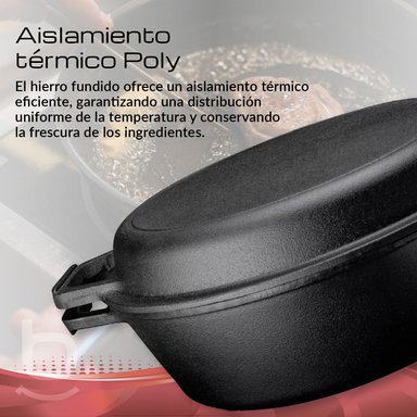 PACK DE 2 SARTENES ANTIADHERENTE HIERRO FUNDIDO CURADO ESMALTADO DE ALTA CALIDAD COLOR NEGRO - 5