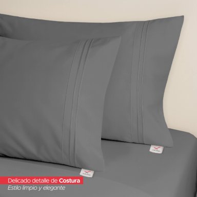 JUEGO DE SÁBANAS GRIS 1800 HILOS ULTRA SUAVE 1,5 PLAZAS VINCENZI - 6