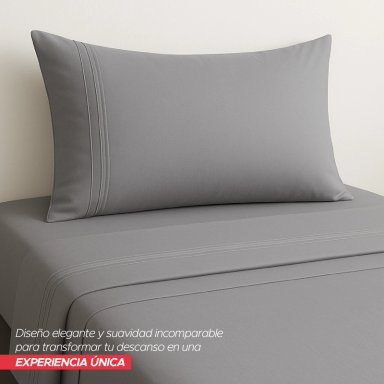 JUEGO DE SÁBANAS GRIS 1800 HILOS ULTRA SUAVE 1,5 PLAZAS VINCENZI - 7