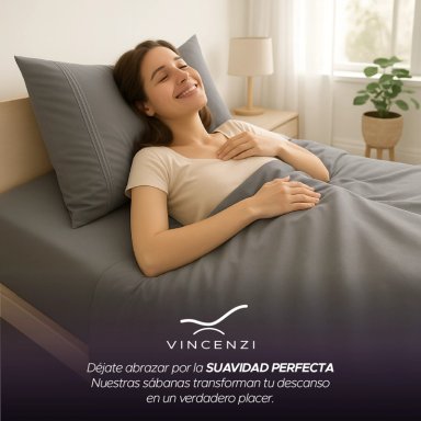 JUEGO DE SÁBANAS GRIS 1800 HILOS ULTRA SUAVE 1,5 PLAZAS VINCENZI - 8