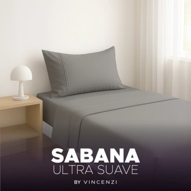JUEGO DE SÁBANAS GRIS 1800 HILOS ULTRA SUAVE 1,5 PLAZAS VINCENZI - 9