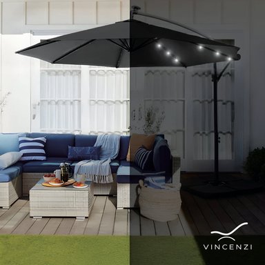 QUITASOL TERRAZA 360° 3X3 MT PANEL SOLAR LUZ LED GRAFITO VINCENZI - 3
