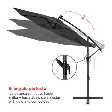 QUITASOL TERRAZA 360° 3X3 MT PANEL SOLAR LUZ LED GRAFITO VINCENZI - 5