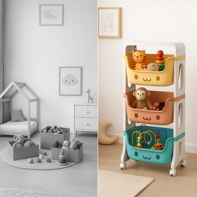 MUEBLE ORGANIZADOR JUGUETES NIÑOS CON 3 CONTENEDORES GLOWUP - 5