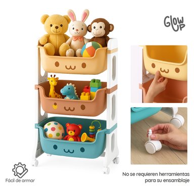MUEBLE ORGANIZADOR JUGUETES NIÑOS CON 3 CONTENEDORES GLOWUP - 6