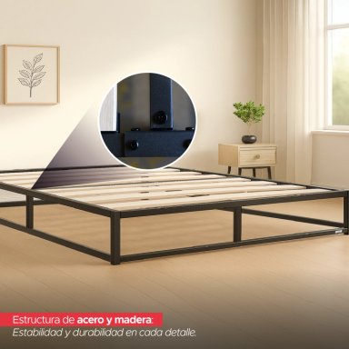 BASE PARA CAMA EUROPEA ACERO Y MADERA 200X200 SUPER KING VINCENZI - 4
