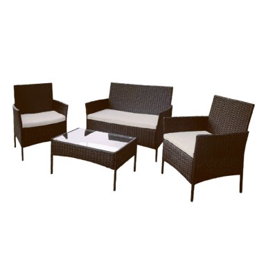 SET JUEGO DE TERRAZA 4PCS MESA SILLAS SILLON RATTAN VINCENZI - 1