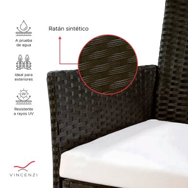 SET JUEGO DE TERRAZA 4PCS MESA SILLAS SILLON RATTAN VINCENZI - 2