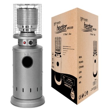 ESTUFA DE PATIO BAJA PLATEADA A GAS DE 11KG TERRAZAS INTERIOR EXTERIOR BFRESH - 1