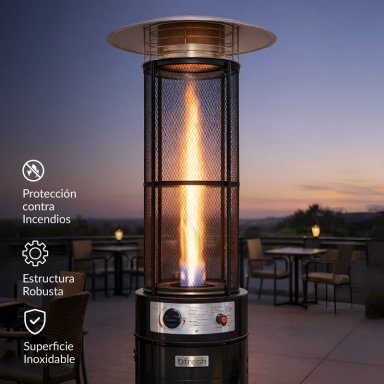 ESTUFA PATIO EXTERIOR CILINDRICA A GAS 12,5KW NEGRA BFRESH - 10