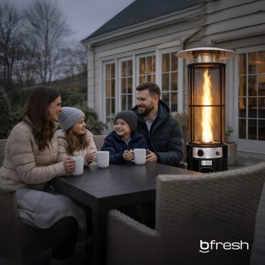 ESTUFA PATIO EXTERIOR CILINDRICA A GAS 12,5KW NEGRA BFRESH - 12