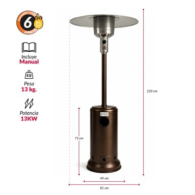 ESTUFA DE PATIO EXTERIOR A GAS 50,000 BTU ANTIVUELCO BFRESH MARRON OSCURO - 4
