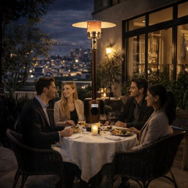 ESTUFA DE PATIO EXTERIOR A GAS 50,000 BTU ANTIVUELCO BFRESH MARRON OSCURO - 11